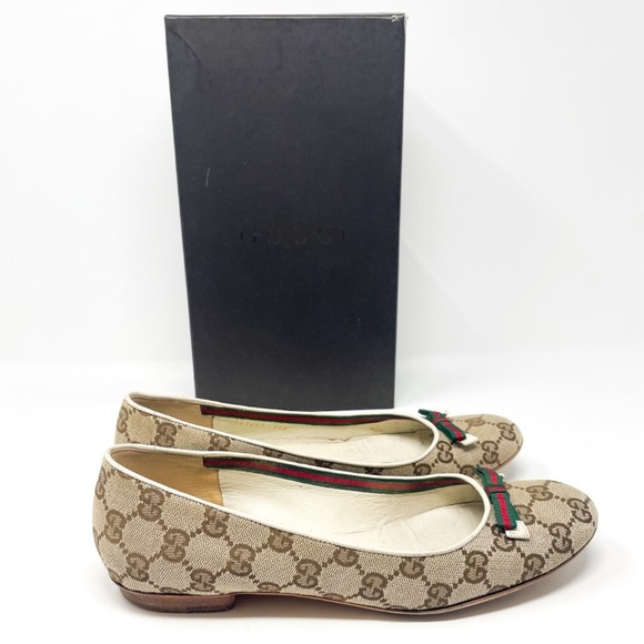Vintage Gucci GG Supreme Monogram Web stripe Ballet Flat 7.5 - Picture 3 of 6